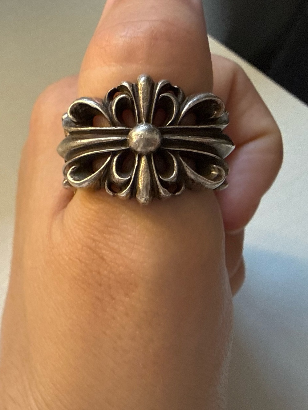 Chrome Hearts Silver Cross Statement Ring